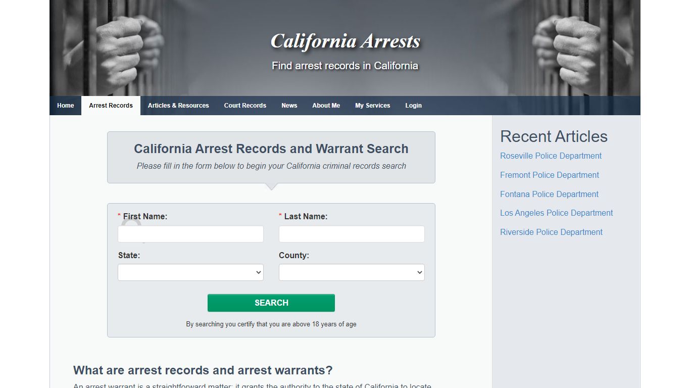 California Arrest Records and Warrants Search - California Arrests